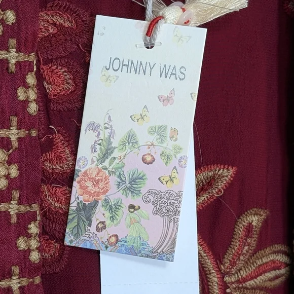 NWT JOHNNY WAS Messine Long Kimono Coat Embroidered Floral Pomegranate - Picture 12 of 15